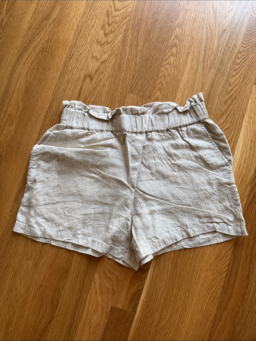 C&C California Cream Paperbag Waist 100% Linen Shorts